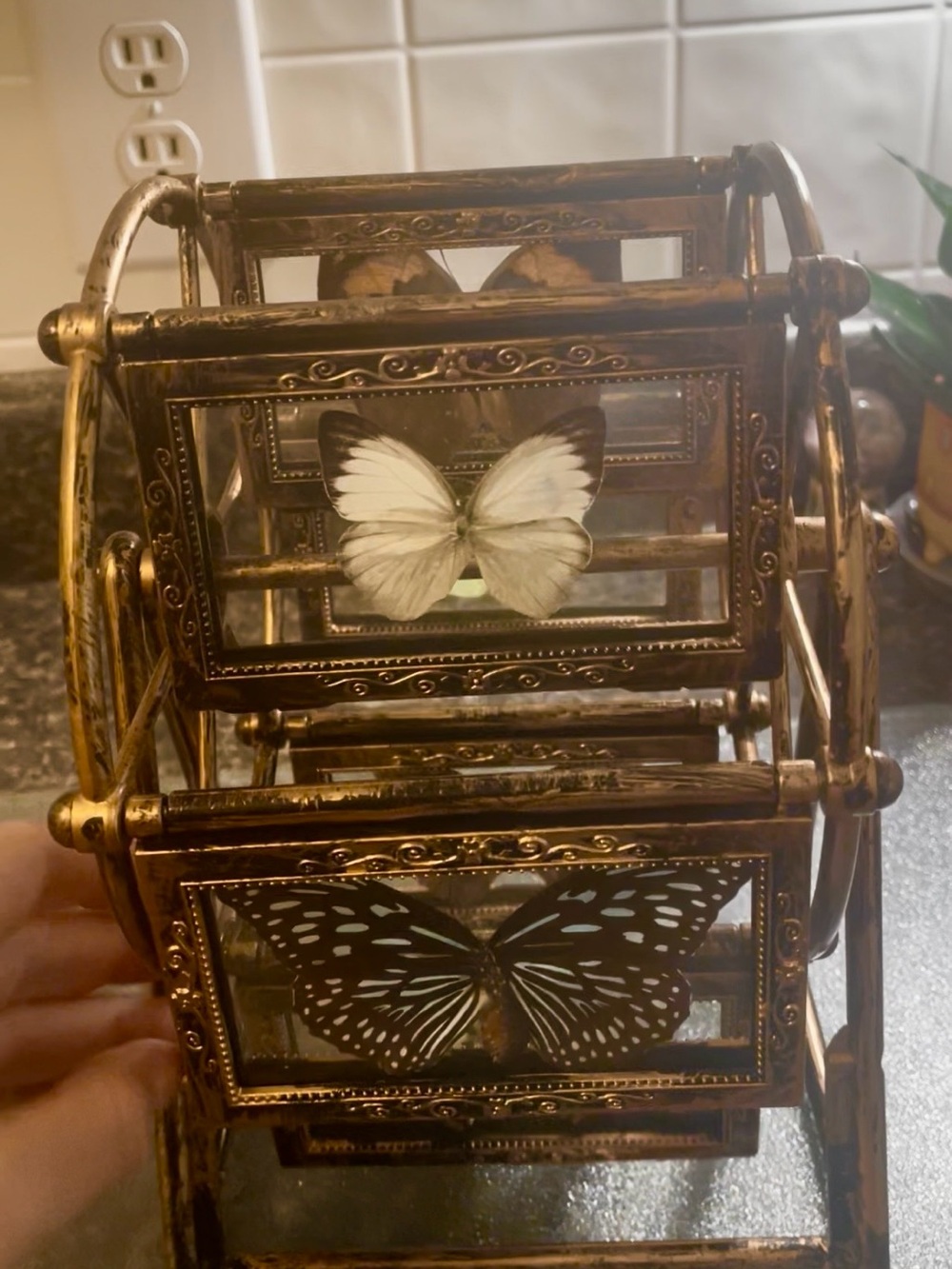 Decorative Butterfly Ferris Wheel Table Accent - Gold and Black
